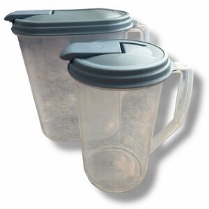 Sterilite Duo Plastic Pitcher Set 1 Gallon + 2 Qt Kitchen Home Serving